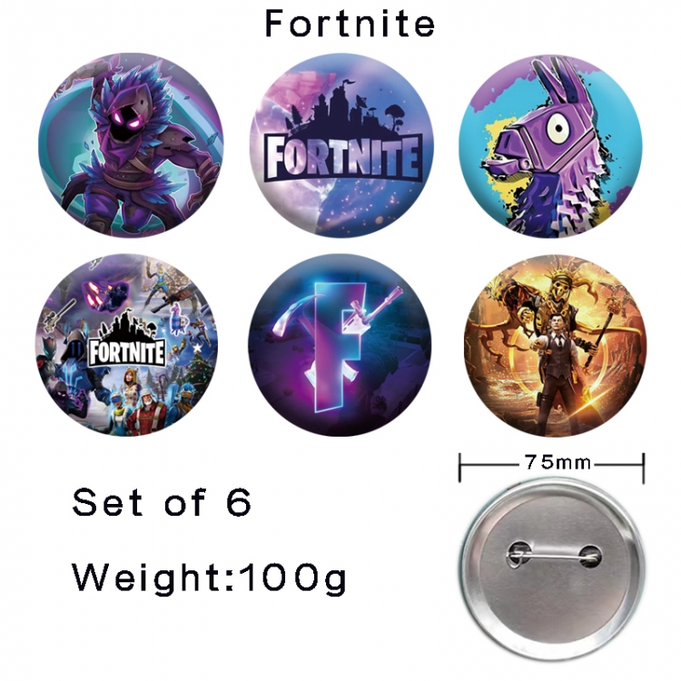 Fortnite Anime tinplate laser iron badge badge badge 75mm  a set of 6