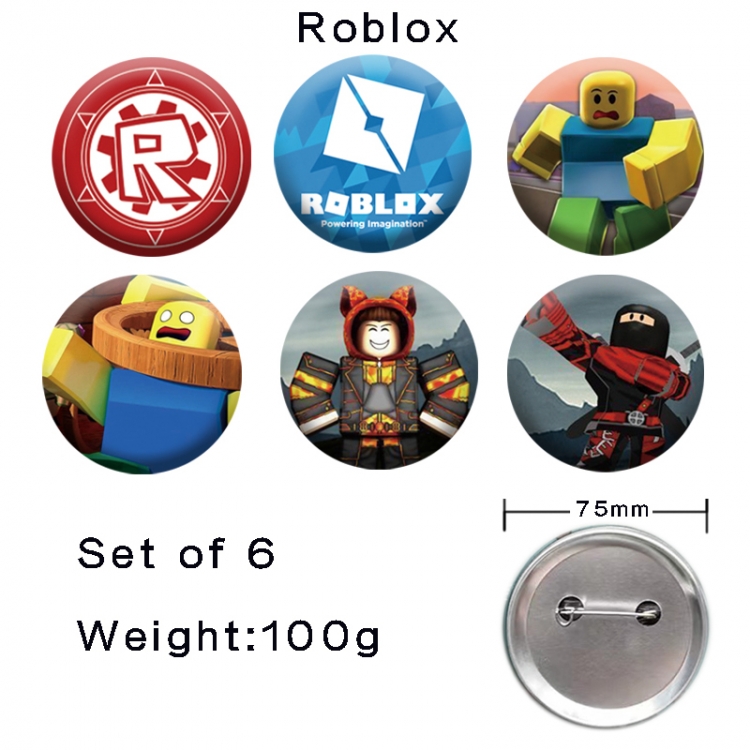 Roblox Anime tinplate laser iron badge badge badge 75mm  a set of 6