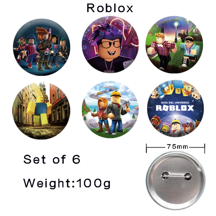 Roblox Anime tinplate laser iron badge badge badge 75mm  a set of 6