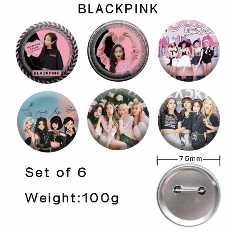 BLACK PINK Anime tinplate laser iron badge badge badge 75mm  a set of 6