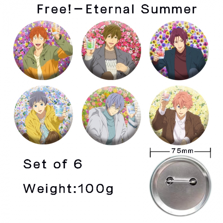 Free! Anime tinplate laser iron badge badge badge 75mm  a set of 6