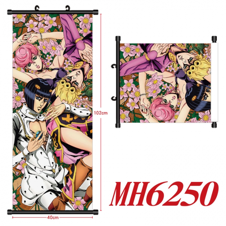 JoJos Bizarre Adventure Anime black Plastic rod Cloth painting Wall Scroll 40X102CM MH6250