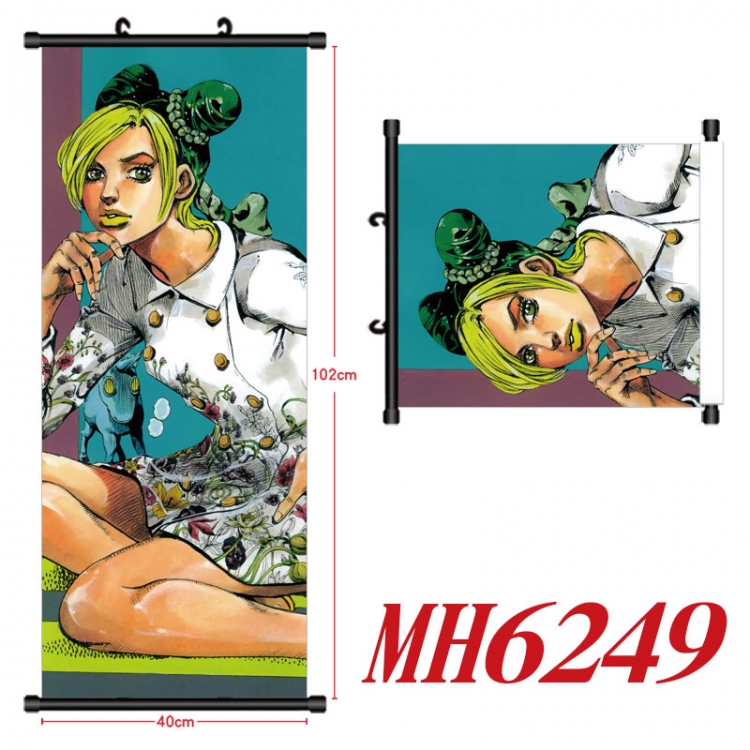 JoJos Bizarre Adventure Anime black Plastic rod Cloth painting Wall Scroll 40X102CM  MH6249