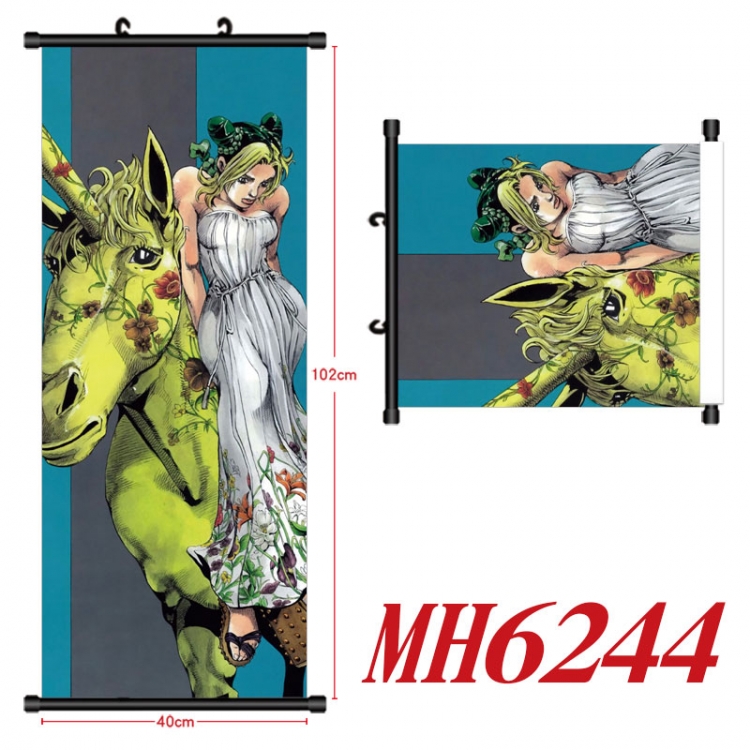 JoJos Bizarre Adventure Anime black Plastic rod Cloth painting Wall Scroll 40X102CM  MH6244