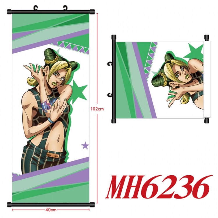 JoJos Bizarre Adventure Anime black Plastic rod Cloth painting Wall Scroll 40X102CM  MH6236