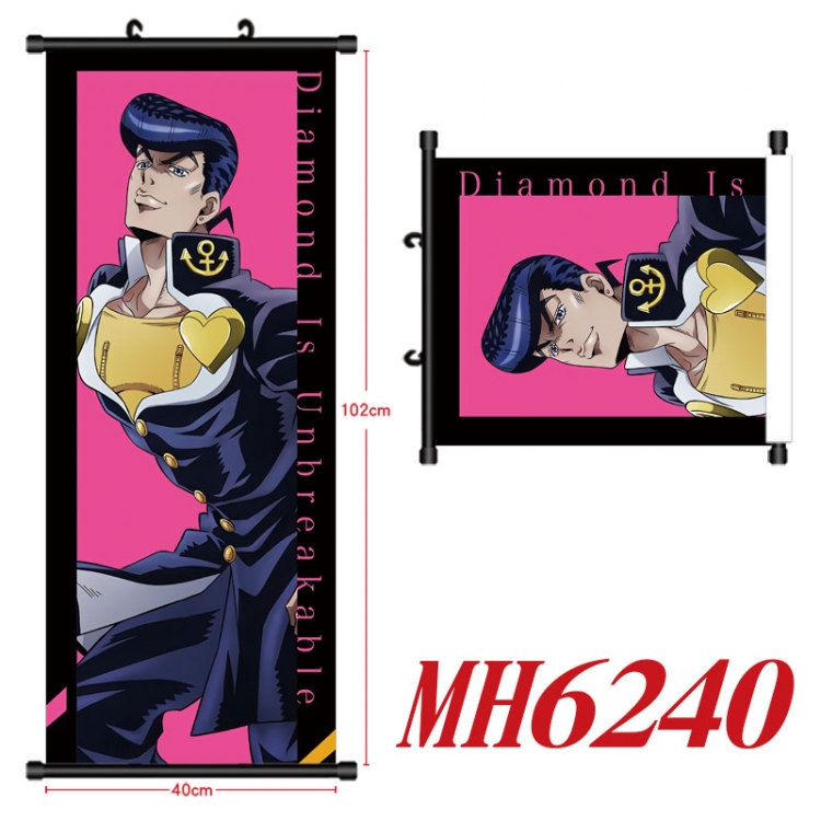 JoJos Bizarre Adventure Anime black Plastic rod Cloth painting Wall Scroll 40X102CM  MH6240