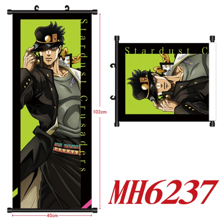 JoJos Bizarre Adventure Anime black Plastic rod Cloth painting Wall Scroll 40X102CM MH6237