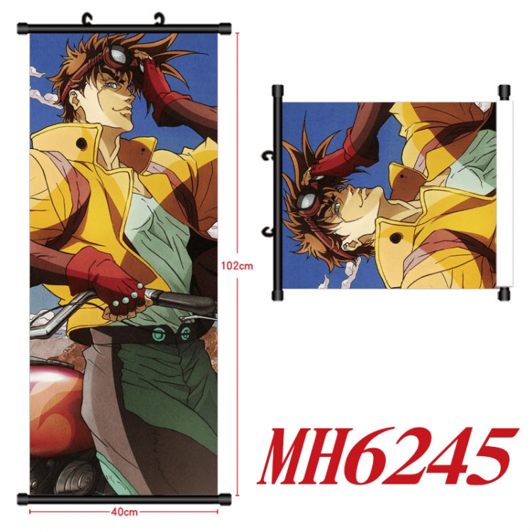 JoJos Bizarre Adventure Anime black Plastic rod Cloth painting Wall Scroll 40X102CM MH6245