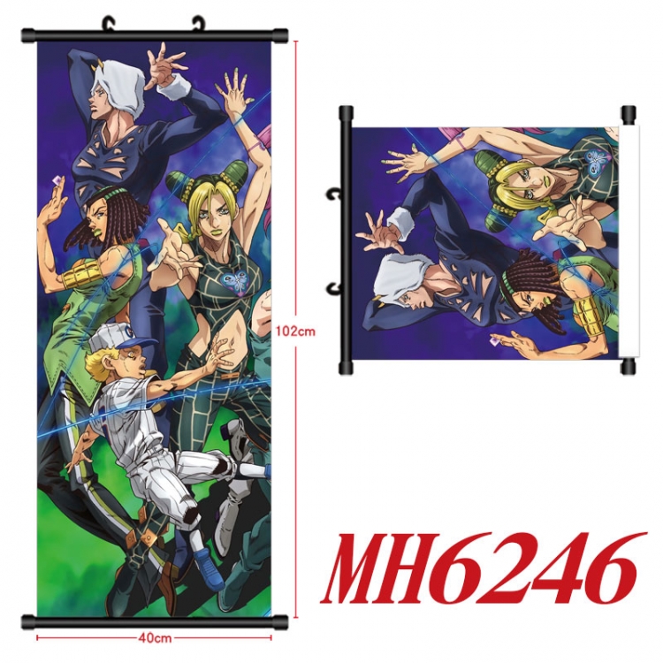 JoJos Bizarre Adventure Anime black Plastic rod Cloth painting Wall Scroll 40X102CM  MH6246