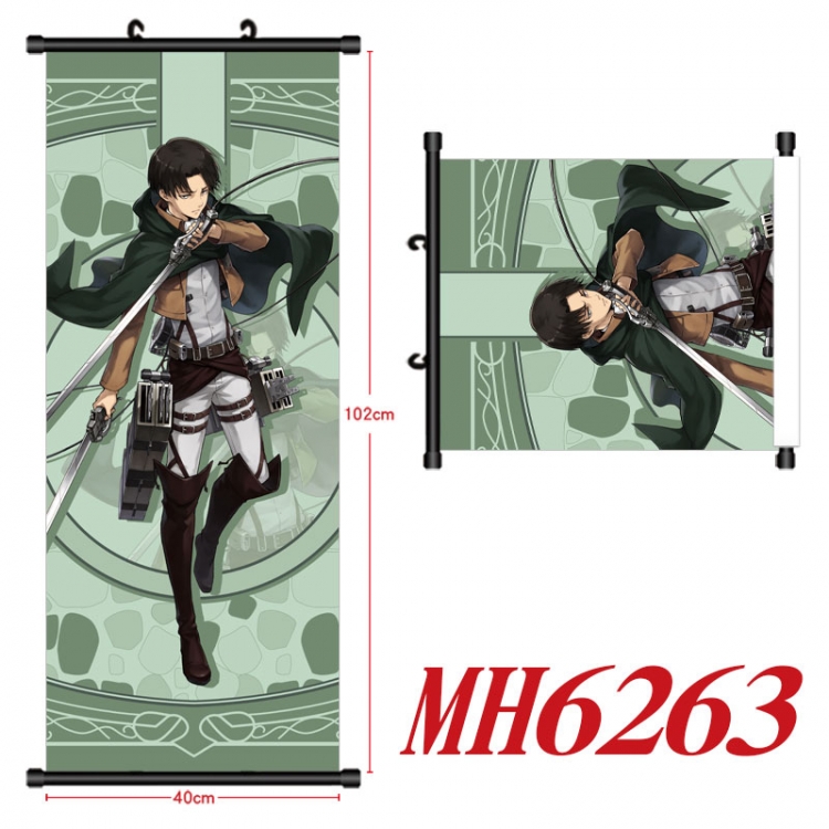 Shingeki no Kyojin Anime black Plastic rod Cloth painting Wall Scroll 40X102CM MH6263