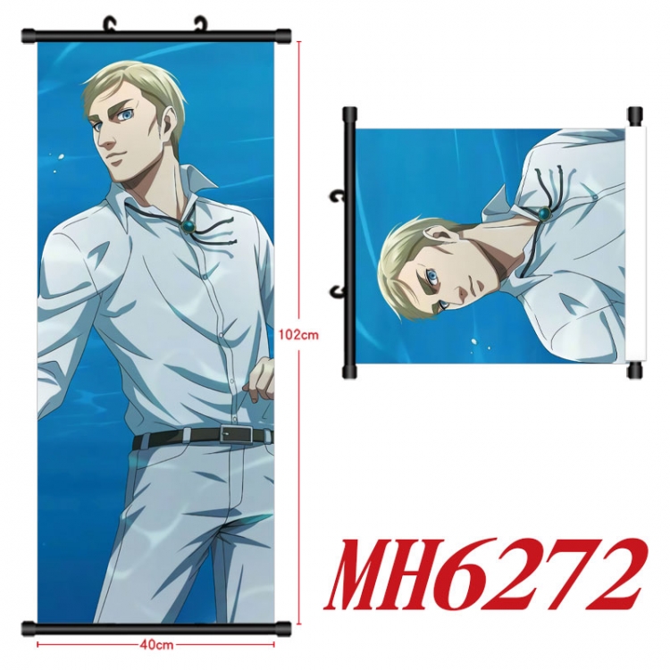 Shingeki no Kyojin Anime black Plastic rod Cloth painting Wall Scroll 40X102CM