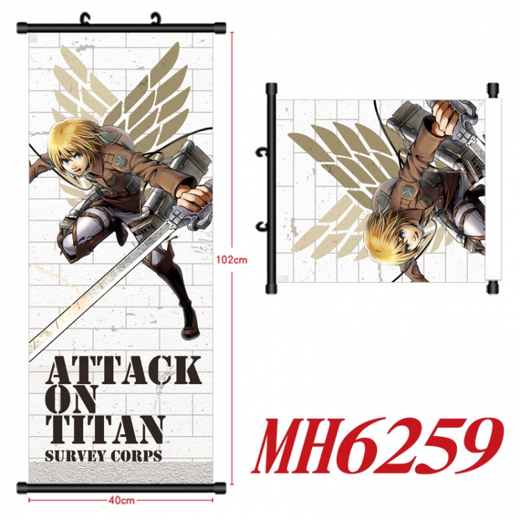 Shingeki no Kyojin Anime black Plastic rod Cloth painting Wall Scroll 40X102CM  MH6259