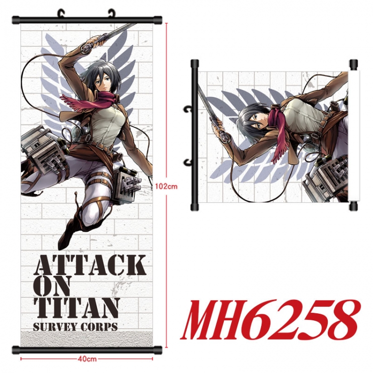 Shingeki no Kyojin Anime black Plastic rod Cloth painting Wall Scroll 40X102CM MH6258