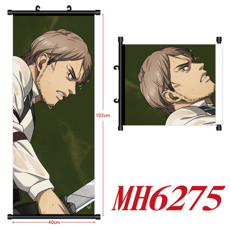 Shingeki no Kyojin Anime black Plastic rod Cloth painting Wall Scroll 40X102CM