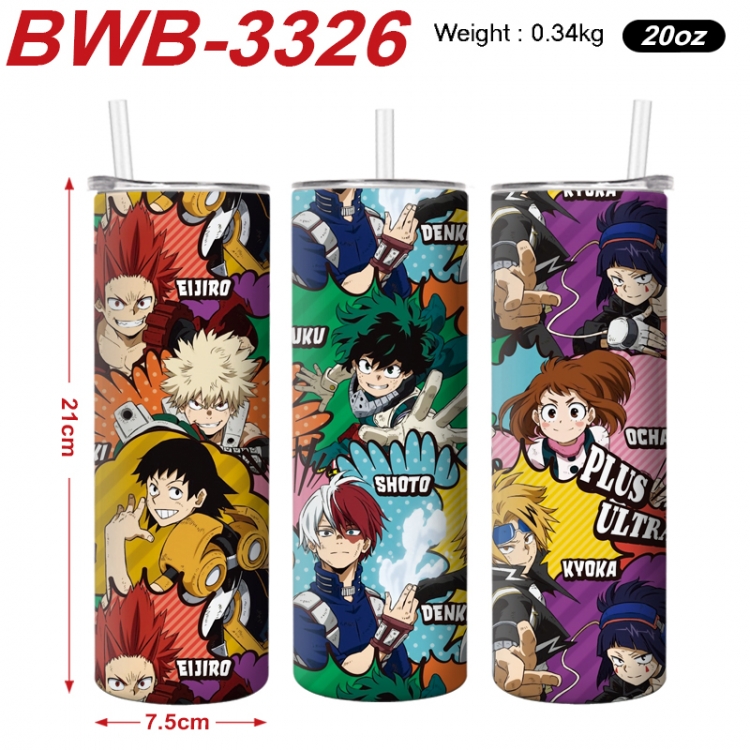 My Hero Academia Anime printing insulation cup straw cup 21X7.5CM  BWB-3326A