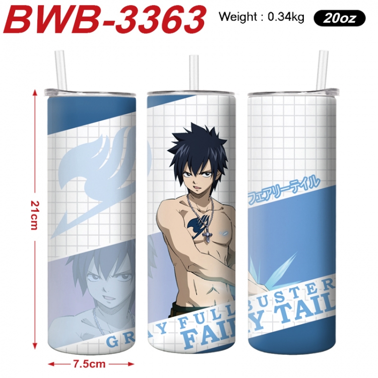 Fairy tail Anime printing insulation cup straw cup 21X7.5CM BWB-3363A