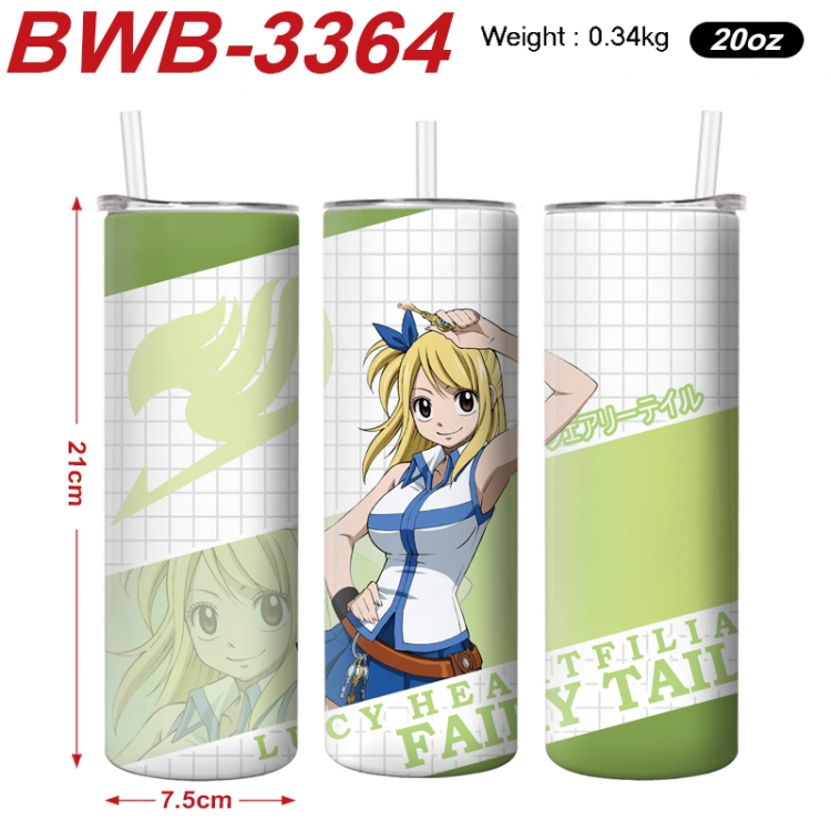 Fairy tail Anime printing insulation cup straw cup 21X7.5CM  BWB-3364A