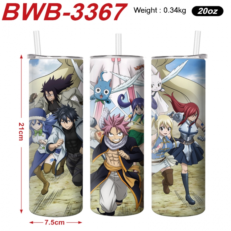 Fairy tail Anime printing insulation cup straw cup 21X7.5CM  BWB-3367A