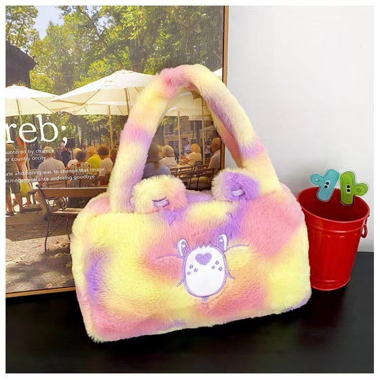 Rainbow series Plush cartoon handbag cute storage bag toy bag 15cm price for 2 pcs