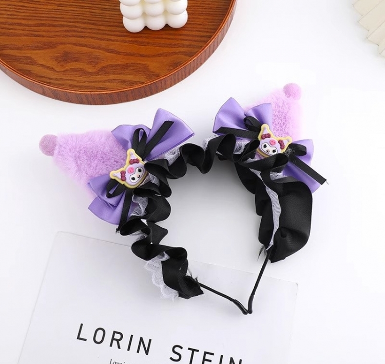 Kuromi Cartoon plush hair hoop hair clip headwear  price for 2 pcs style B