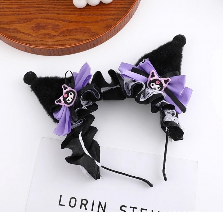 Kuromi Cartoon plush hair hoop hair clip headwear  price for 2 pcs style A