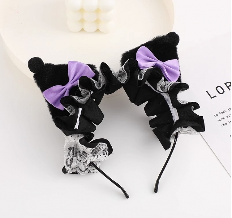 Kuromi Cartoon plush hair hoop hair clip headwear  price for 2 pcs style C