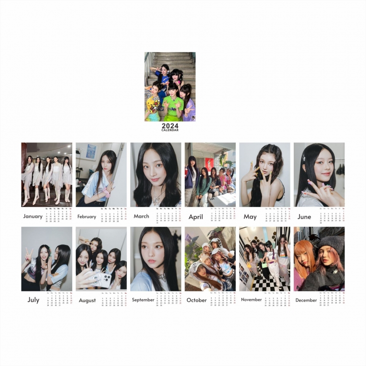 NJ   Korean celebrities 2024 Calendar 11x18.5cm 120g  price for 5 pcs