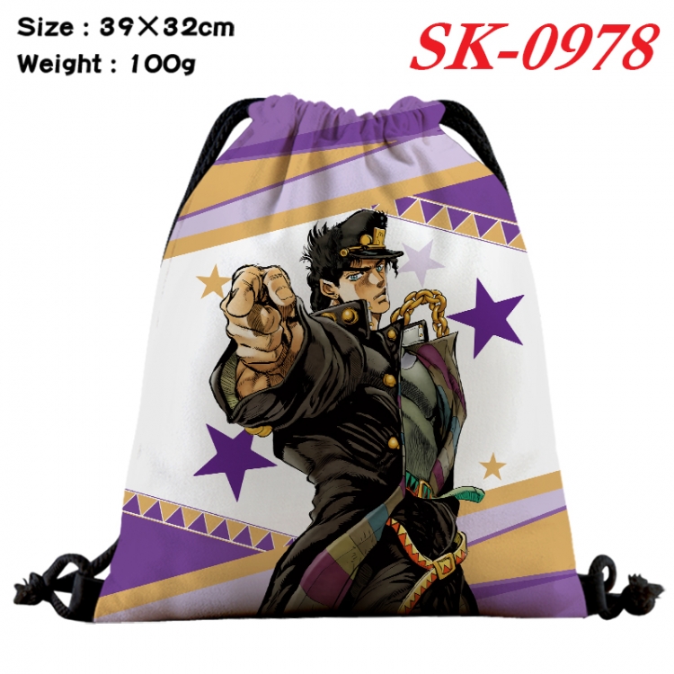 JoJos Bizarre Adventure cartoon Waterproof Nylon Full Color Drawstring Pocket 39x32cm SK-0978