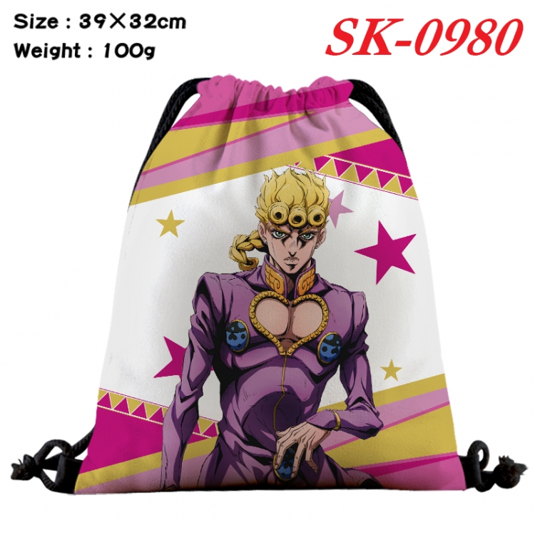 JoJos Bizarre Adventure cartoon Waterproof Nylon Full Color Drawstring Pocket 39x32cm  SK-0980