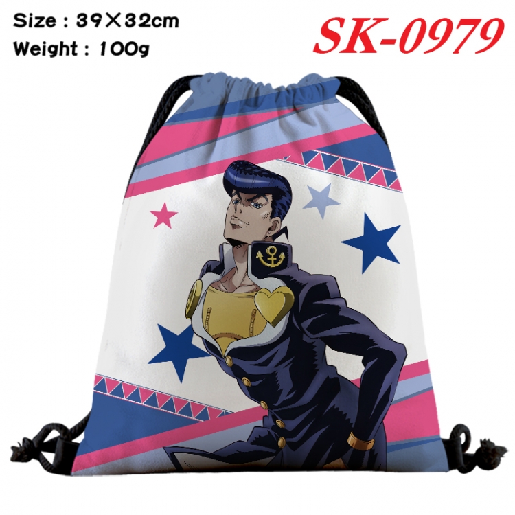 JoJos Bizarre Adventure cartoon Waterproof Nylon Full Color Drawstring Pocket 39x32cm  SK-0979