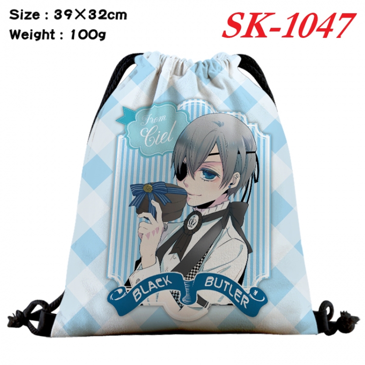 Kuroshitsuji cartoon Waterproof Nylon Full Color Drawstring Pocket 39x32cm SK-1047