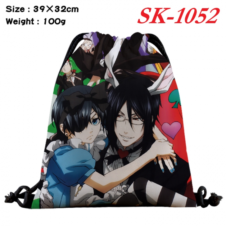 Kuroshitsuji cartoon Waterproof Nylon Full Color Drawstring Pocket 39x32cm SK-1052