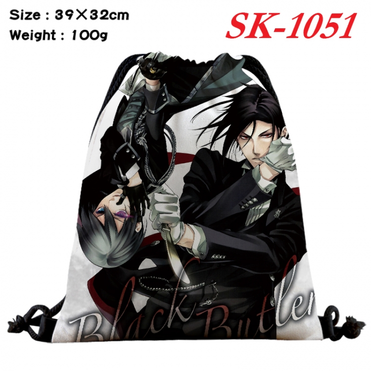 Kuroshitsuji cartoon Waterproof Nylon Full Color Drawstring Pocket 39x32cm SK-1051