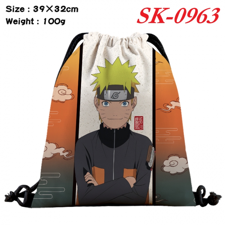 Naruto cartoon Waterproof Nylon Full Color Drawstring Pocket 39x32cm  SK-0963