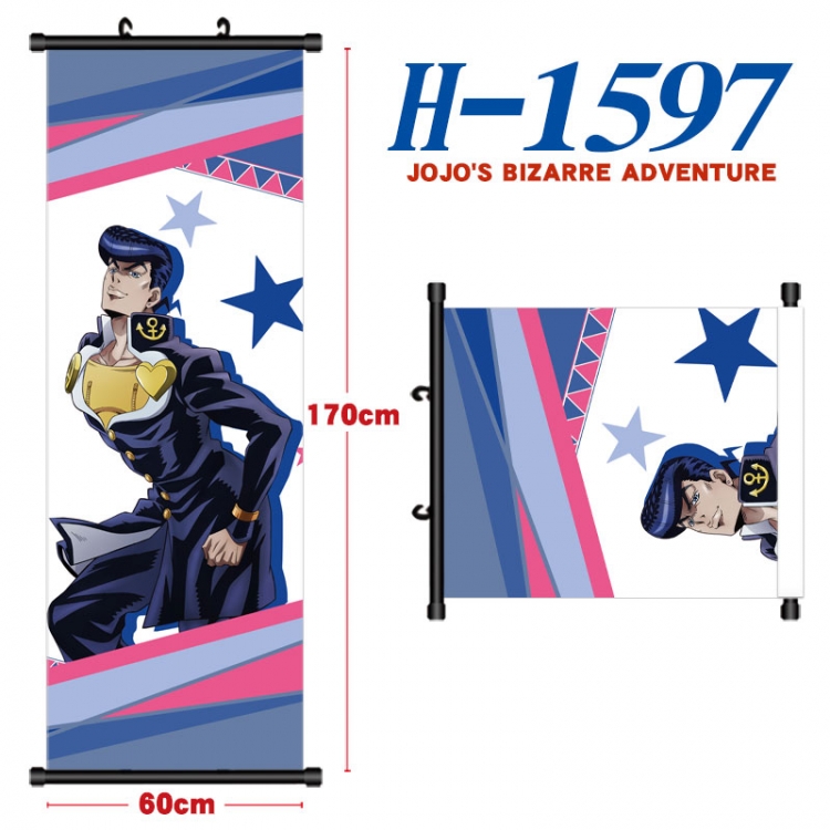 JoJos Bizarre Adventure Black plastic rod cloth hanging canvas painting Wall Scroll 60x170cm H-1597