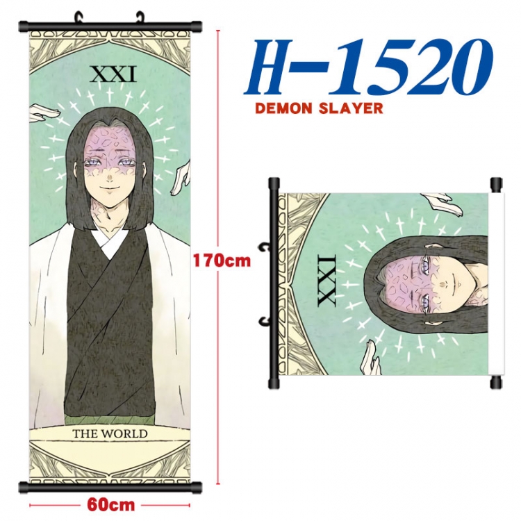 Demon Slayer Kimets Black plastic rod cloth hanging canvas painting Wall Scroll 60x170cm H-1520