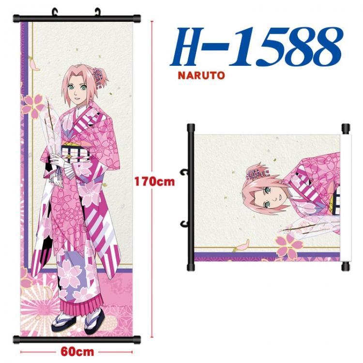 Naruto Black plastic rod cloth hanging canvas painting Wall Scroll 60x170cm H-1588