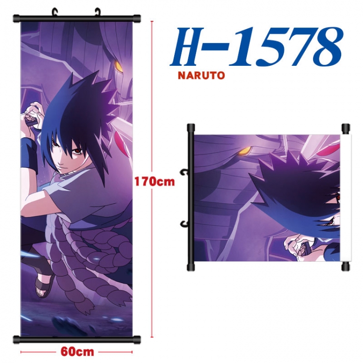 Naruto Black plastic rod cloth hanging canvas painting Wall Scroll 60x170cm H-1578