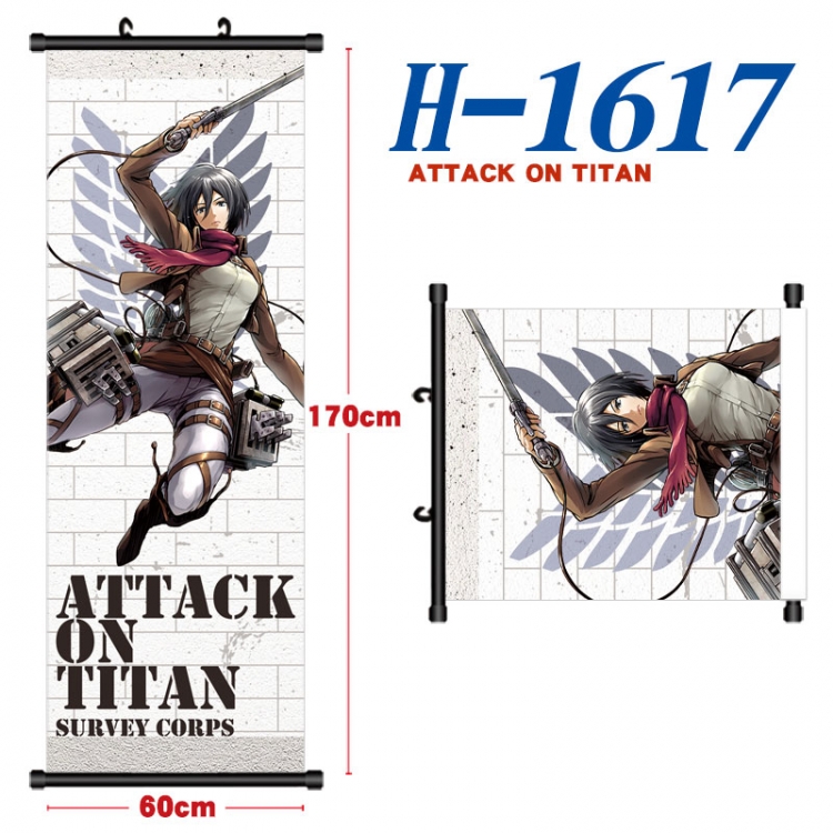 Shingeki no Kyojin Black plastic rod cloth hanging canvas painting Wall Scroll 60x170cm H-1617