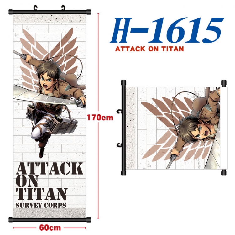 Shingeki no Kyojin Black plastic rod cloth hanging canvas painting Wall Scroll 60x170cm H-1615