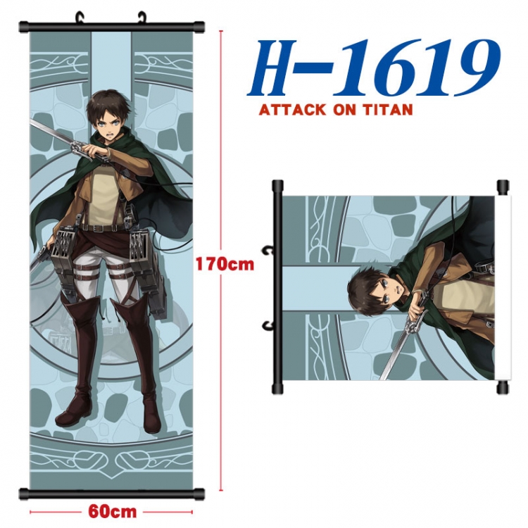 Shingeki no Kyojin Black plastic rod cloth hanging canvas painting Wall Scroll 60x170cm  H-1619