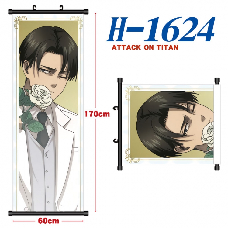 Shingeki no Kyojin Black plastic rod cloth hanging canvas painting Wall Scroll 60x170cm H-1624