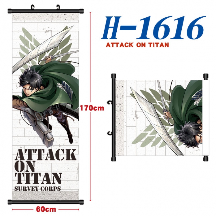 Shingeki no Kyojin Black plastic rod cloth hanging canvas painting Wall Scroll 60x170cm  H-1616