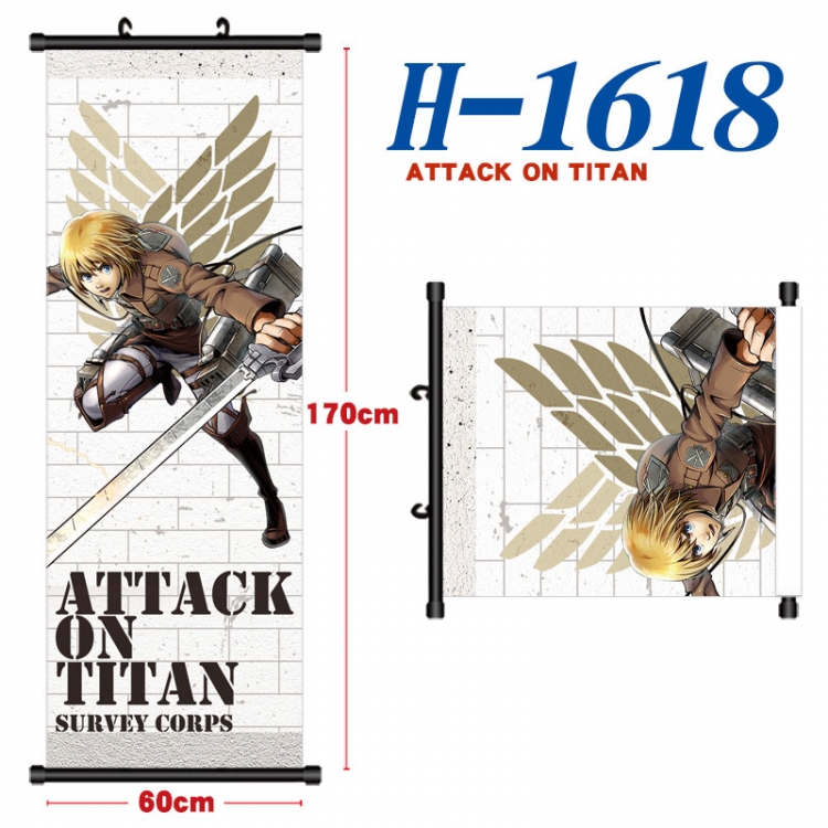 Shingeki no Kyojin Black plastic rod cloth hanging canvas painting Wall Scroll 60x170cm H-1618