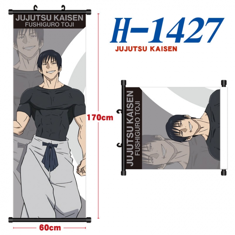 Jujutsu Kaisen Black plastic rod cloth hanging canvas painting Wall Scroll 60x170cm H-1427