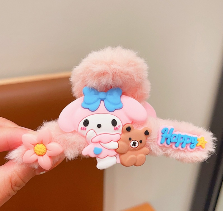 melody Childrens plush clip cute cartoon headwear autumn and winter hair clips price for 5 pcs