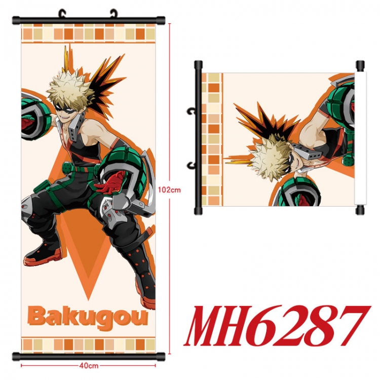 My Hero Academia Anime black Plastic rod Cloth painting Wall Scroll 40X102CM MH6287