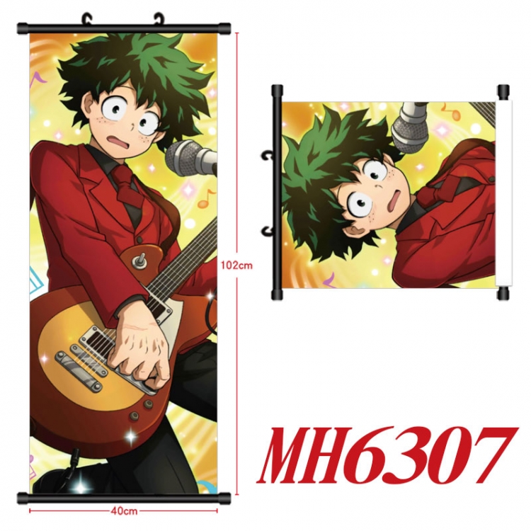 My Hero Academia Anime black Plastic rod Cloth painting Wall Scroll 40X102CM  MH6307