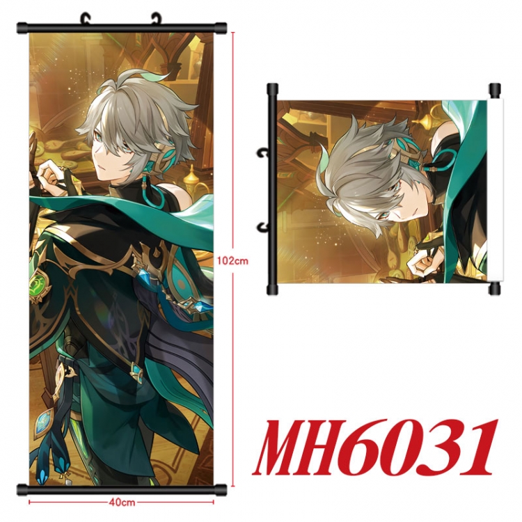 Genshin Impact Anime black Plastic rod Cloth painting Wall Scroll 40X102CM MH6031