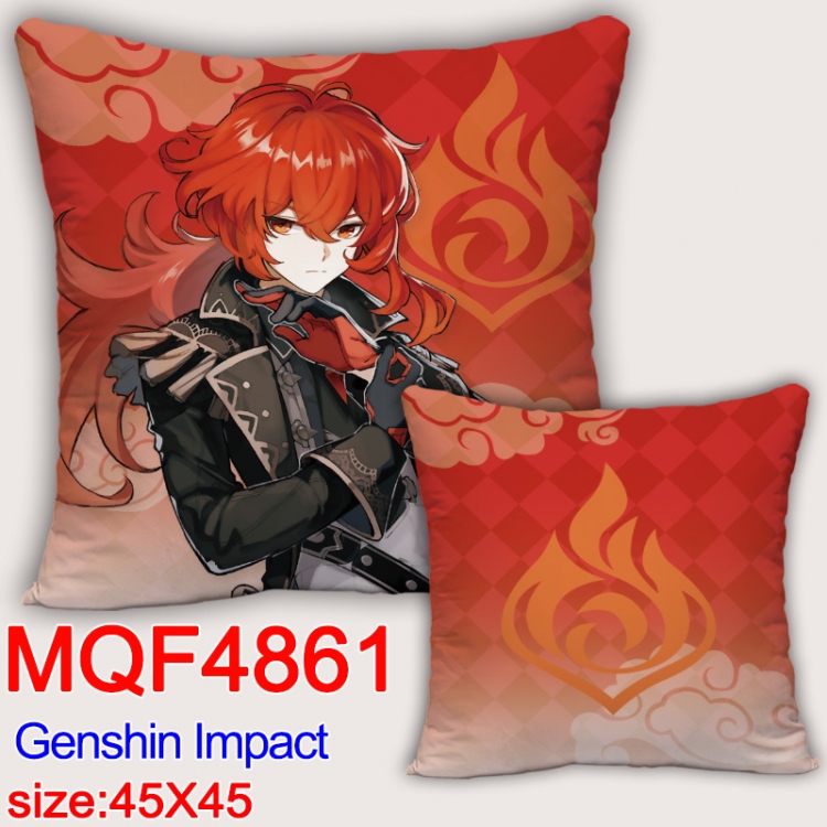 Genshin Impact  Anime square full-color pillow cushion 45X45CM NO FILLING MQF-4861